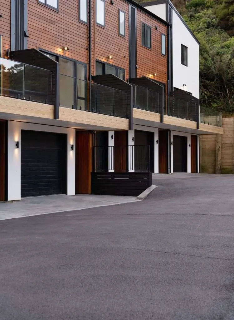 Eco-friendly permeable concrete driveway in a residential area