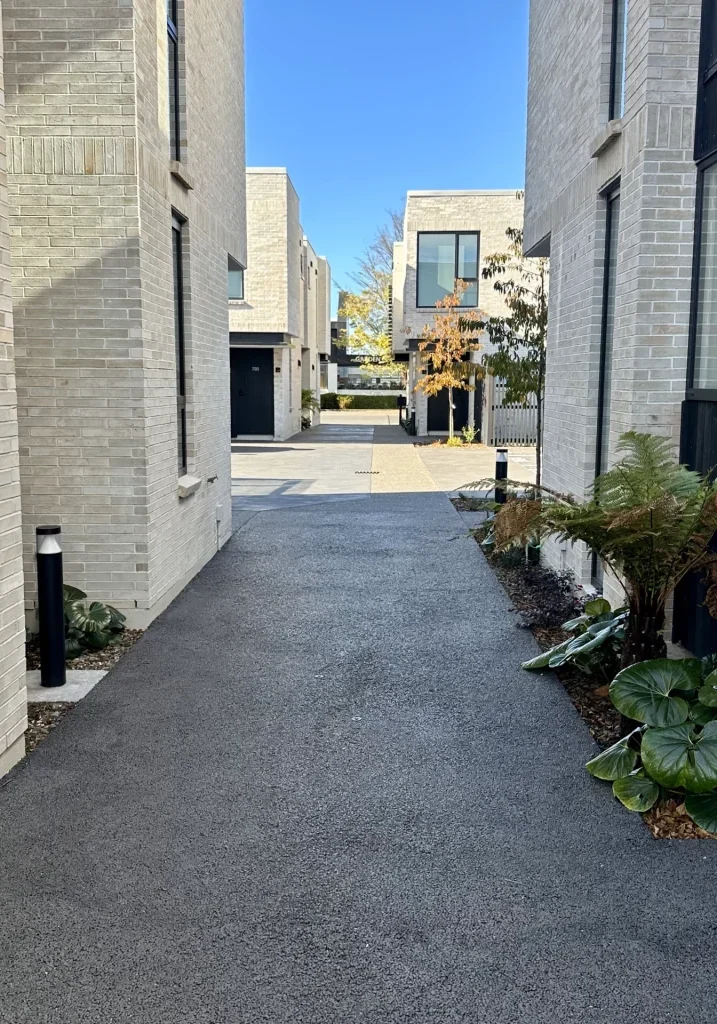 Permeable paving being laid out in a residential driveway